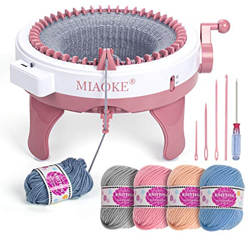 Strickmaschine mit 48 Nadeln, Smart Loom Strickmaschine mit Reihenzähler, Strickbrett, rotierende Doppelstrickmaschine für Erwachsene/Kinder, Geschenk, DIY Strick, Schal, Mütze, Socken (mit Wolle)