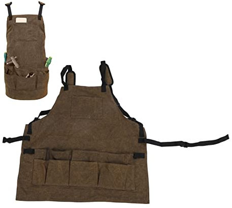 Arbeitswerkzeugschürze Für Männer Und Frauen, Arbeitsschürze Für Männer Mit Taschen Für Werkzeuge, Gewachstes Canvas-Lederpolster Für Holzbearbeitungs-Sicherheitskleidung, Langlebige Canvas-Schürze, H