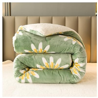 Flauschige Kaschmir-Bettdecke, Fleece-Steppdecke für Zuhause, Schlafzimmer, Lammsamtkern, antiallergisch, hypoallergen, Wolle, Winter, warm, weiche Baumwolle, dicker Stoff, Geschenk, B 150 x 200 cm