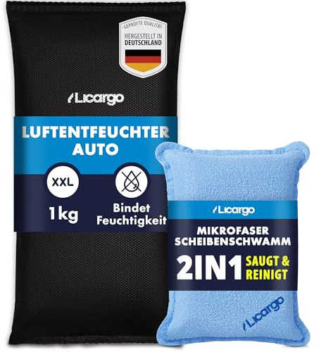 LICARGO® 2-teiliges Winter Set - Mikrofaser Scheibenschwamm & Luftentfeuchter Auto 1kg