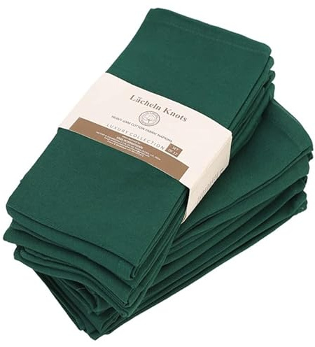 12 Stück Stoffservietten - Wiederverwendbare Stoffservietten45CM*45CM Baumwolle Hochzeitsservietten Abwaschbare Servietten Tischdekoration für Feiern Home Küche Esstisch Cafe Restaurant-dunkelgrün