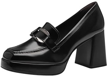 Tamaris Damen Trotteur Blockabsatz bequem; Black Brush, EU 38