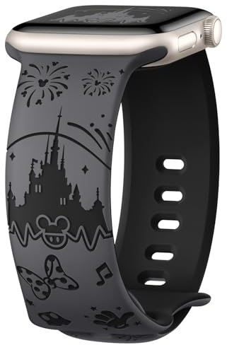 Joehwerr Cartoon Engraved Strap Compatible with Apple Watch Straps 40mm 41mm 38mm 42mm 44mm 45mm 46mm 49mm Women, Cute Soft Silicone Sport Band for iWatch SE3 Series 11 10 9 8 7 6 5 4 3 2 1