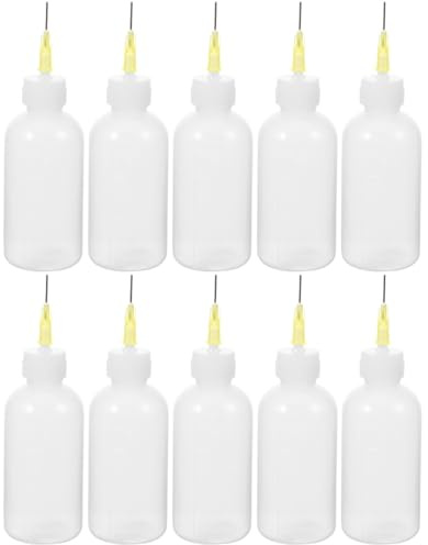 EXCEART 10 Stück Glasur Flasche für Keramik, 50ml Quetschflasche | mit Präzisionsnadel, Malflaschen Set für Tonschlicker, Engoben und Töpfer-Detailarbeit