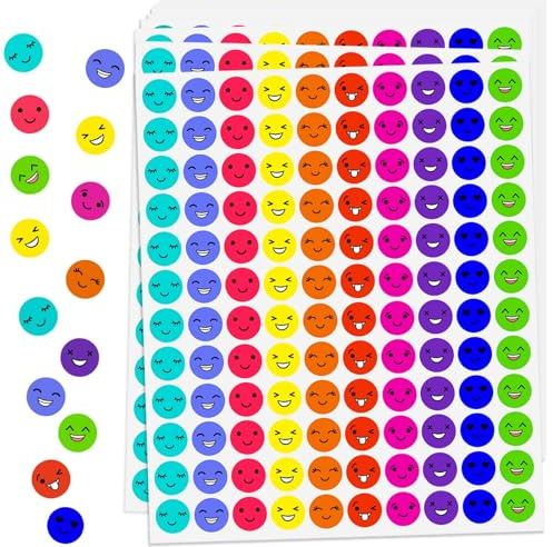 Smile Aufkleber Sticker Klein,Emoji Stickers Belohnungssticker Meme Sticker Lehrer, 2400 Stück Süße Emoticon Smile Stickers Belohnung für Lehrer Moderationskarten für Kinder