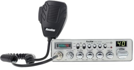 RoadKing RKCBFM Am/FM CB Dual Mode Radio for Truckers Full 40 Channel Pro Channel Emergency CB with Noise Cancellation Microphone, Large Display, Silver Color