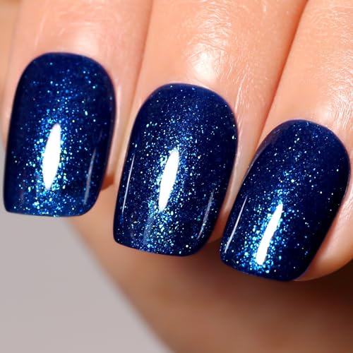 Firedeep Navy Blue Gel Nagellack, 16ML Glitter Navy Blue Gel Polish UV/LED Soak Off Nagellack für Herbst und Winter 1PCS