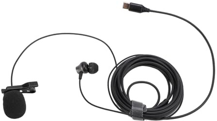 KIMISS Microfono Lavalier di Tipo C da 9,8 Piedi con Copertura in Schiuma Antivento, Microfono a Condensatore per Streaming Live