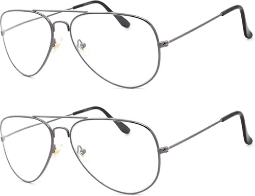 NEW VISION 2 Pack läsglasögon herr retro pilotglasögon UV400 läsglasögon för män kvinnor NV8132 (grå*2, 2,5, diopter)