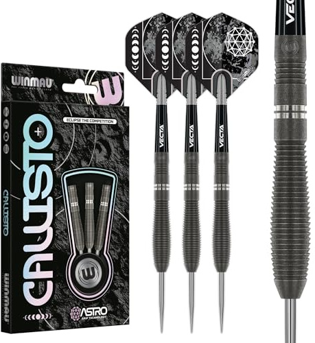 WINMAU Darts Callisto 23g 90% Professionella Volfram Stålspets Dartset med Dartflyg och Dartstammar