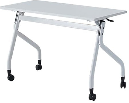 Moderner Büro-Schreibtisch mit Metallrahmen, faltbare Besprechungstische auf leisen Rädern, mobiler Schreibtisch für den Bürogebrauch, weiß, 150 x 40 x 75 cm, leicht zu bewegen und aufzubewahren
