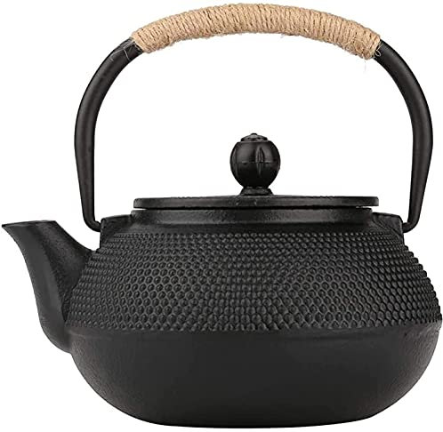 CHFYIJYHM Tetera de té Que silba, Tetera de Estufa for el hogar, Tetera de Hierro Fundido de 800ML con infusor/Filtro extraíble, Tetera de Hierro Fundido Negro 220118