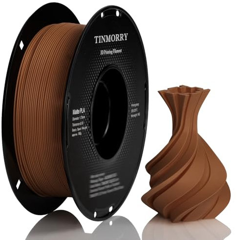 Matte PLA Filament 1.75mm, TINMORRY PLA 3D Druck Filament, Kompatibel mit Bambu Lab FDM 3D Drucker, 1 KG 1 Spule, Braun