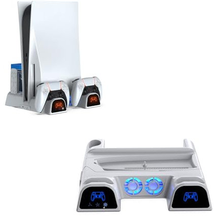 Base multifonctionnelle de dissipation de la chaleur pour manette de jeu P5 Pro Host, charge de charge et support de stockage de disque, blanc, Pour PS5 Pro Host Base multifonctionnelle de dissipation