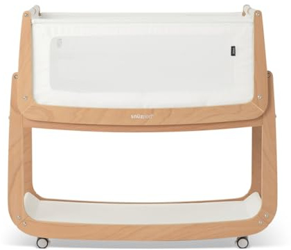 SnuzPod 5 Bedside Crib - Newborn Next to Me Crib with Zip Down Breathable Windows, Lift-Off Bassinet, Portable & Rocking Stand, 3-in-1 Baby Bed with Wheels & Mattress, Pebble