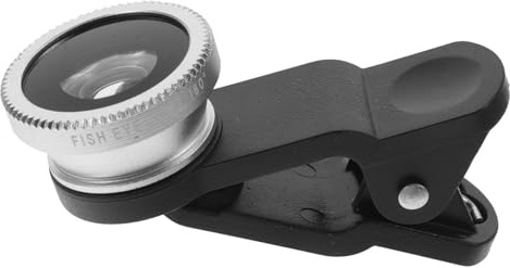 HOMSFOU Universelles 3-in-1 Handykameraobjektiv Fisheye Makro Superweitwinkel Aluminiumlegierung Silber mit Clip für Smartphones und Tabletten
