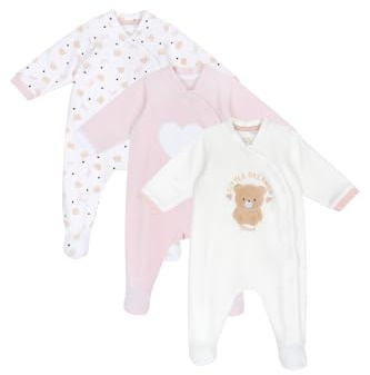 Chicco, Tutine Neonata, Set di 3 Tutine in Morbida Ciniglia con Piedino, Idee Regalo Nascita, Abbigliamento Bambina 0-24 Mesi, Designed in Italy