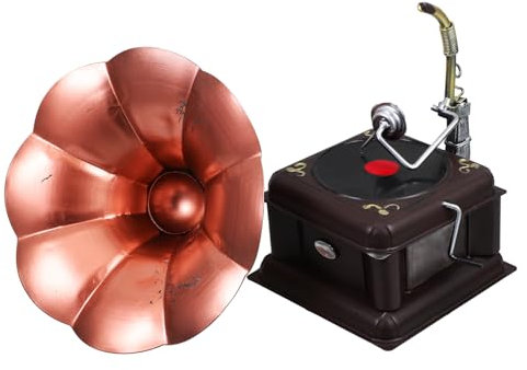 Abaodam Spieluhr Mit Kurbelmechanismus Retro-grammophon Design Vintage-Optik Handkurbel Klassisches Dekor Für Heim Und Büro