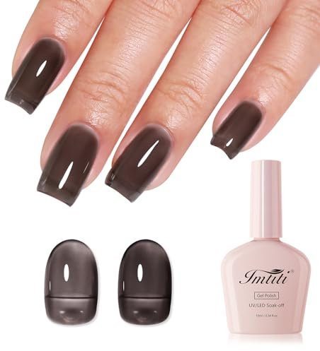 Imtiti Black Jelly Gel Nail Polish, Sheer Translucent UV Gel Polish for Nail Art Soak off UV Led 10ML