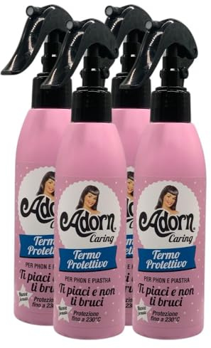 Spray Termo Protettivo per Phon e Piastra, Ti Piaci e non Ti Bruci, 200 ml, Protezione Fino a 230 °C (4 Unità)