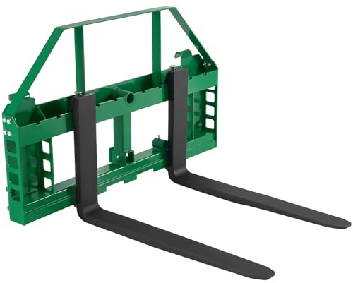 VEVOR Fourches à Palettes pour Chargeuses Compactes avec Cadre 1270 mm, Fourche 915 mm, Capacité Charge 1814 kg, Récepteur d'Attelage 50,8 mm, Manchons de Lance, Compatible avec Tracteur Spécifique