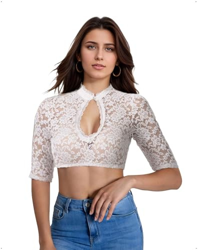 EMOTTOS Women Lace Shrug Top, Open Front V Neck Cropped Top, Sheer Mesh Lace Bolero Shrug with Hook-Eye Closure, Embroidered Floral Wedding Bolero Going Out Party for Dress, Black, S-XL