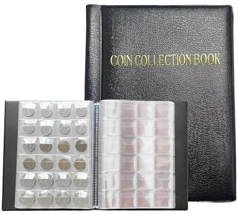 Eulihent Coin Collection Album with 20 Pages 480 Pockets Coin Book Coins Storage for Pounds Pence Cents Dollars Nickel (Black)