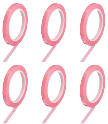 PATIKIL 6 Rollos De Cinta, 0.4 x216ft Cinta De Identificación Para Instrumentos De Colores PET Adhesiva Resistente A Altas Temperaturas, Rosa