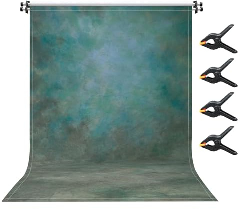 Abstrakt fotobakgrund tyg 243 x 300 cm stor tjock polyesterbakgrund med 4 klämmor, fotorekvisita, fotograferingsstudio, produktfotografering för porträtt foto bakgrund vuxna barnheadset (grön)