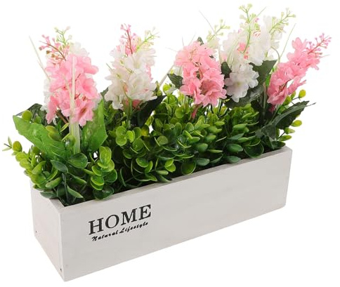 RUNROTOO Artificial for Indoor Home Outdoor Decoration Office Or and No Silk Potted Pot with Hyacinth Plant Lifelike Flowers Special Care Required, Stylish Elegant Design