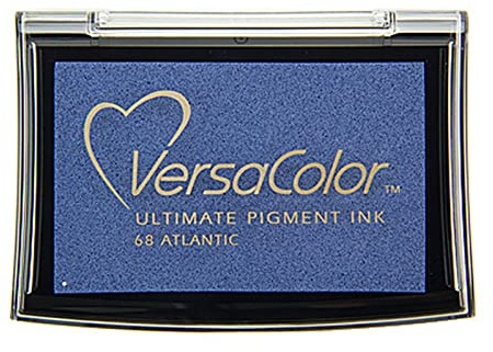 Tsukineko VersaColor Stempelkissen - Blau, Atlantic - Groß - Deckend, Wasserbasis - Wasserfest - Embossing