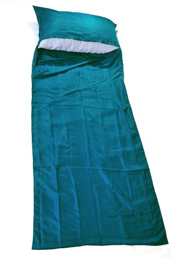 Marycrafts 100% Reine Maulbeerseide für Einzelschlafsack, 210,8 x 83,8 cm, Pfauenblau