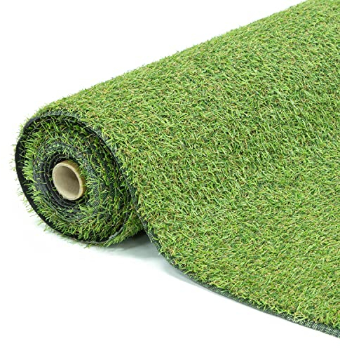 GardenKraft 4 m × 1 m Artificial Grass Roll – 15 mm High‑Density Two‑Tone Pile, UV‑Stabilised Fast‑Drain Fake Lawn, Pet & Child Friendly Astro Turf