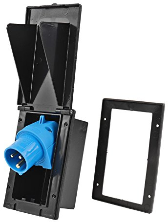 wamovo CEE Aussensteckdose schwarz Spritzwasser geschützt 200-250V, 16A, 3 polig