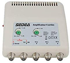Sedea Amplificateur intérieur 11dB réglable 4 Sorties antenne TNT TV rateau Signal