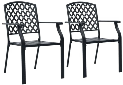 vidaXL 2X Gartenstuhl Stapelbar Gartenstühle Stapelbare Stühle Outdoor Metallstuhl Garten Stahlstuhl Balkonstühle Stapelstühle Stahl Anthrazit