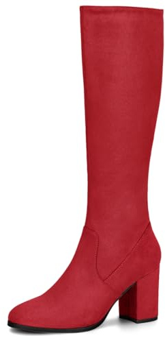 Allegra K Bottes à hauteur du genou pour femmes Rot 39