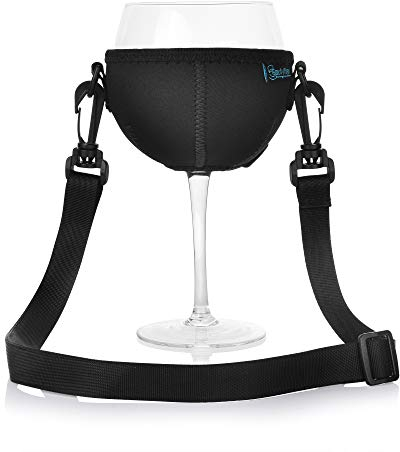 Beautyflier Adjustable Wine glass lanyards, Lycra Large Bordeaux Burgundy Cup Red Wine Balloon Glasses Snifter Drink Holder with Neck Strap, Insulator Holder Necklace for Wine Walk Wine Festival Party