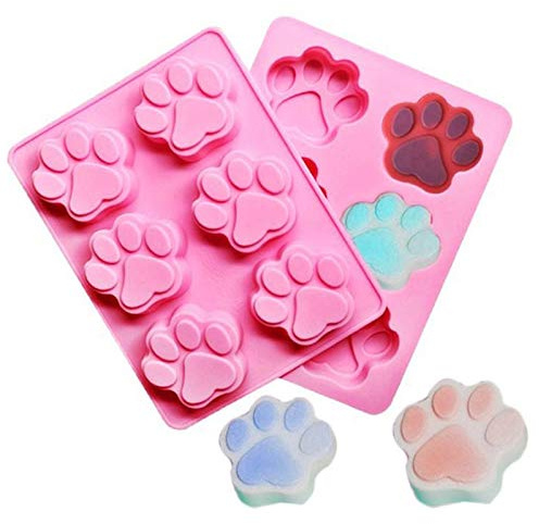 DUBENS 2 Stück Nette Haustier Hund Katze Pfoten Silikon Form 6 Löcher Schokolade Kuchen Cookie Candy Form DIY Backen Mold Handmade seife Formen