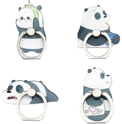 Lot de 4 supports pour téléphone portable - Joli et mignon - Panda - Pivotant à 360° - Pour smartphones et tablettes (panda)
