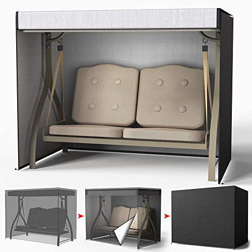 Garden 2 Seater Swing Seat Cover Waterproof Heavy Duty 420D Oxford Fabric Garden Swing Chair Cover Wind UV Protection Large Outdoor Hammock Covers with Zipper 170x160x125cm