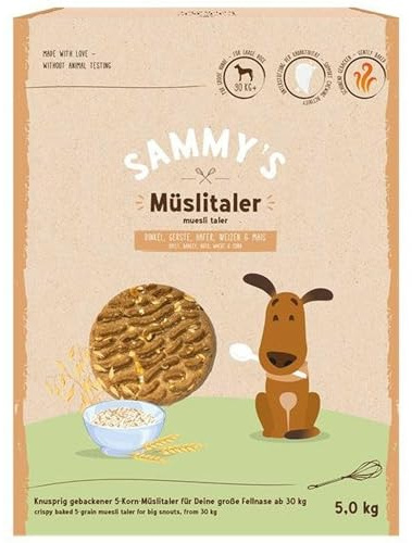 Sammy´s Müslitaler | Knusprig gebackene Hundesnacks |5-Korn-Müslitaler für Deine große Fellnase (ab 30 kg) | 5 kg