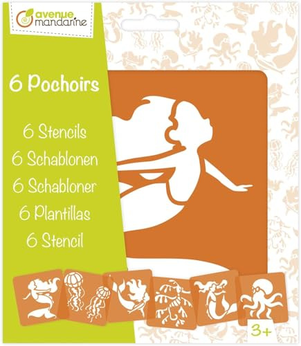 MY MANDARINE PO010C – ein Paket mit 6 Taschen, 15 x 15 cm, mit Anleitung (evtl. nicht in deutscher Sprache), ab 3 Jahren, Meerjungfrauen und Meereskreaturen