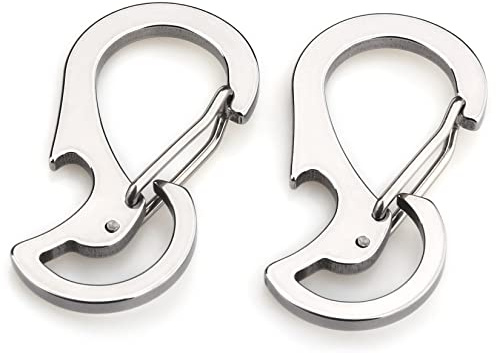 SUPDMZJ 2pcs Stainless Steel 420 Multifunctional Key Chain, Backpack Hook, Carabiner, Bottle Opener., Silver