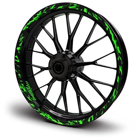 16-delat set fälgkantsdekaler för motorcykel bil fälgar Future Design komplett uppsättning fälgklistermärken för 15 tum 16 tum 17 tum 18 tum 19 tum MR017 (neongrön, matt)