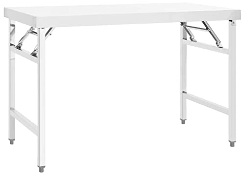 vidaXL Kitchen Folding Work Table 120x60x80 cm - Commercial Grade Stainless Steel - Versatile Utility Table with High Load Capacity - Easy to Clean - Space-Efficient Design - Assembly Required