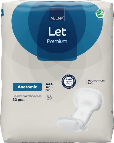 ABENA Let Anatomic Incontinence Pads for Women and Men | Pack of 30 | These Absorbent Pads can be Used as Sanitary Pads for a Heavy Flow but are mainly Used as Incontinence Pads for Men and Women