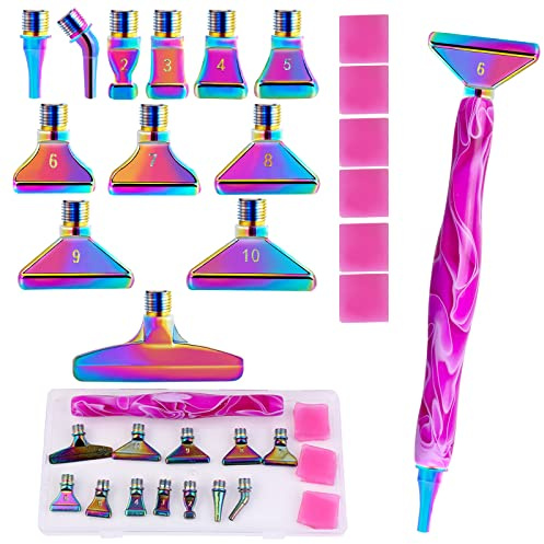 papasgix 5D Diamond Painting Zubehör Stift Kits, DIY Diamond Painting Pen Set Werkzeuge, Painting Tools Metal Drill Pen mit Metall Ersatz Stiftköpfen für Kunst Diamanten Malerei (20er, Bunt)