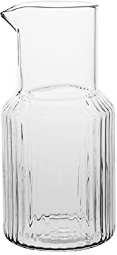 EVSER Iced Tea Jug Borosilicate Glass Pichet avec Bec à olécranon Spout Vertical Stripes Cold Crold Carafe Polyvalent Juice Jus Jus Juge Jus de Lait Juice Pitcher
