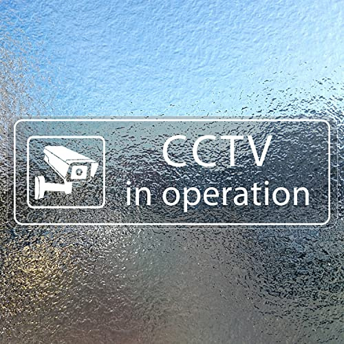 Meitaat CCTV in Operation Sign Window Stickers 50mm x 150mm 10 Pack | Front Self-Adhesive Vinyl, Waterproof, CCTV Warning Security Stickers for Inside Windows, Doors, Business & Office